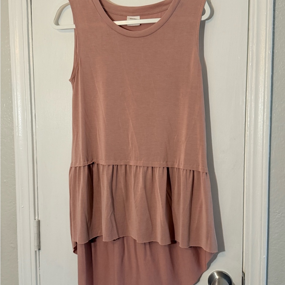 Mote Dusty Rose Sleeveless Top Hi-low Peplum Top
